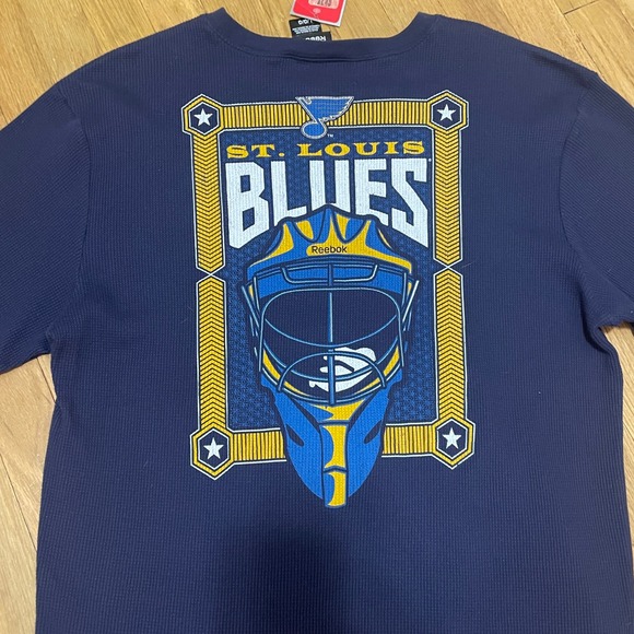 Reebok St. Louis Blues NHL Graphic Long Sleeve Waffle Knit Shirt Men's Large NWT - Picture 6 of 6